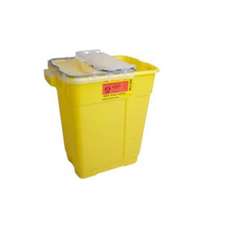 9 Gal Yellow Hinged Top Sharps Collector X164