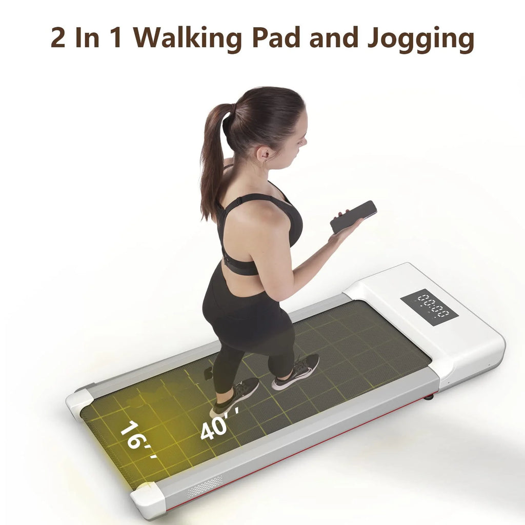 Walking Pad Treadmill 2 in 1 with Remote Control LED Display White T3279