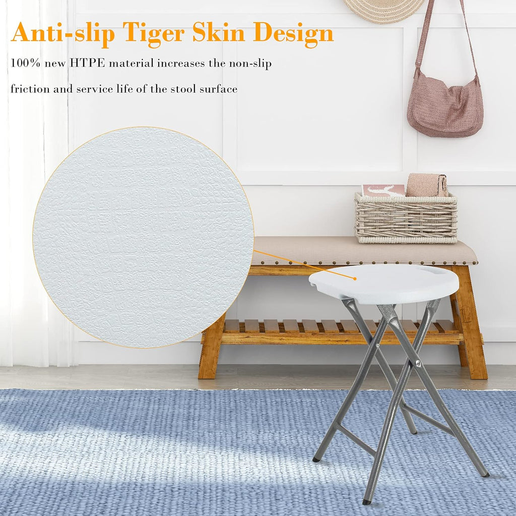 White 18 inch Set of 4 Folding Stool with Handle A1201