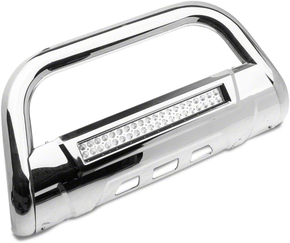 Stainless Steel Bull Bar with Skid Plate and 20-Inch Dual Row LED Light Bar J44933