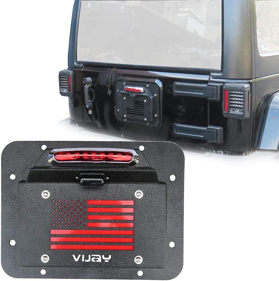 Spare Tire Delete License Plate Relocation Kit with Plate Light & Third Brake Light for Wrangler JK Pack of 2 C241
