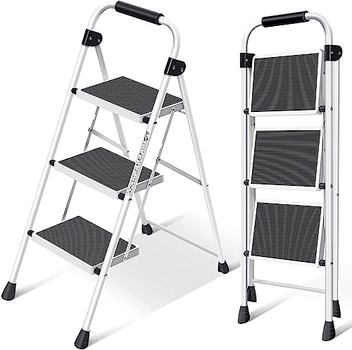 3 Step White Folding Step Stool N258138