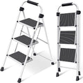 3 Step White Folding Step Stool N258138