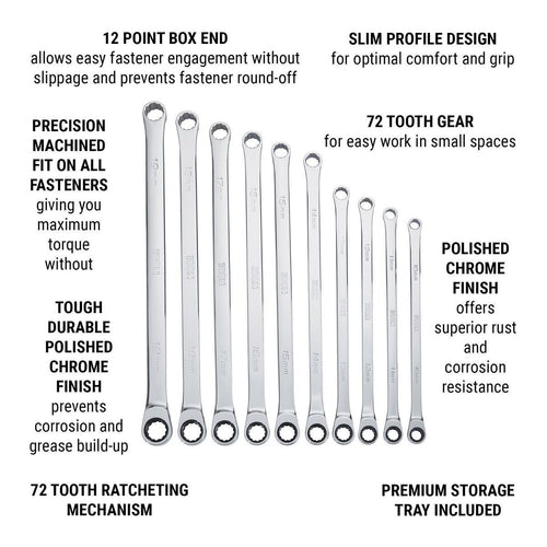 10 Piece Metric Double Box Ratcheting Wrench W42660