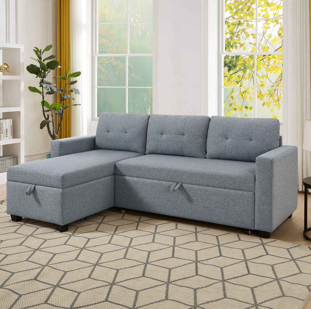 Linen Brown Convertible Sectional Sofa Z680