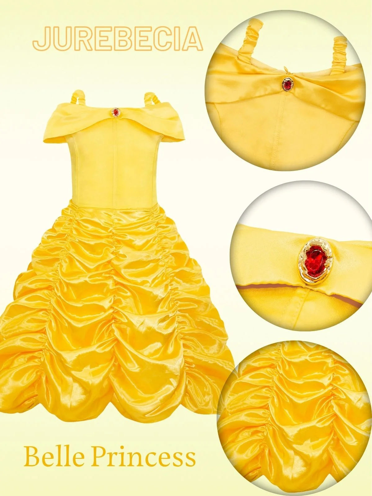 Princess Costume for Girls off Shoulder Dress with Accessories Yellow 2-3 Years S16264