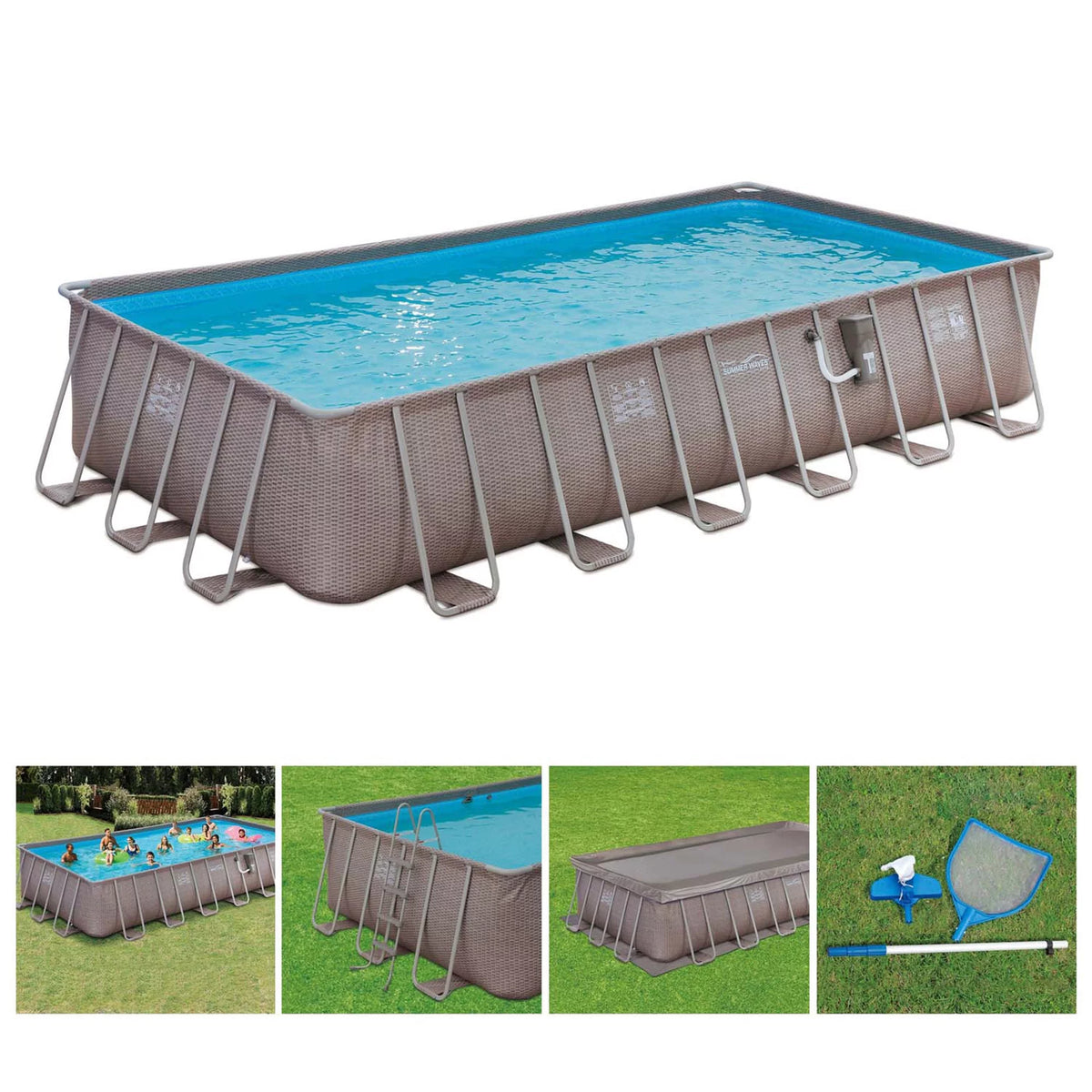 24 x 12 x 4.5' Rectangle Above Ground Frame Swimming Pool Set I294847