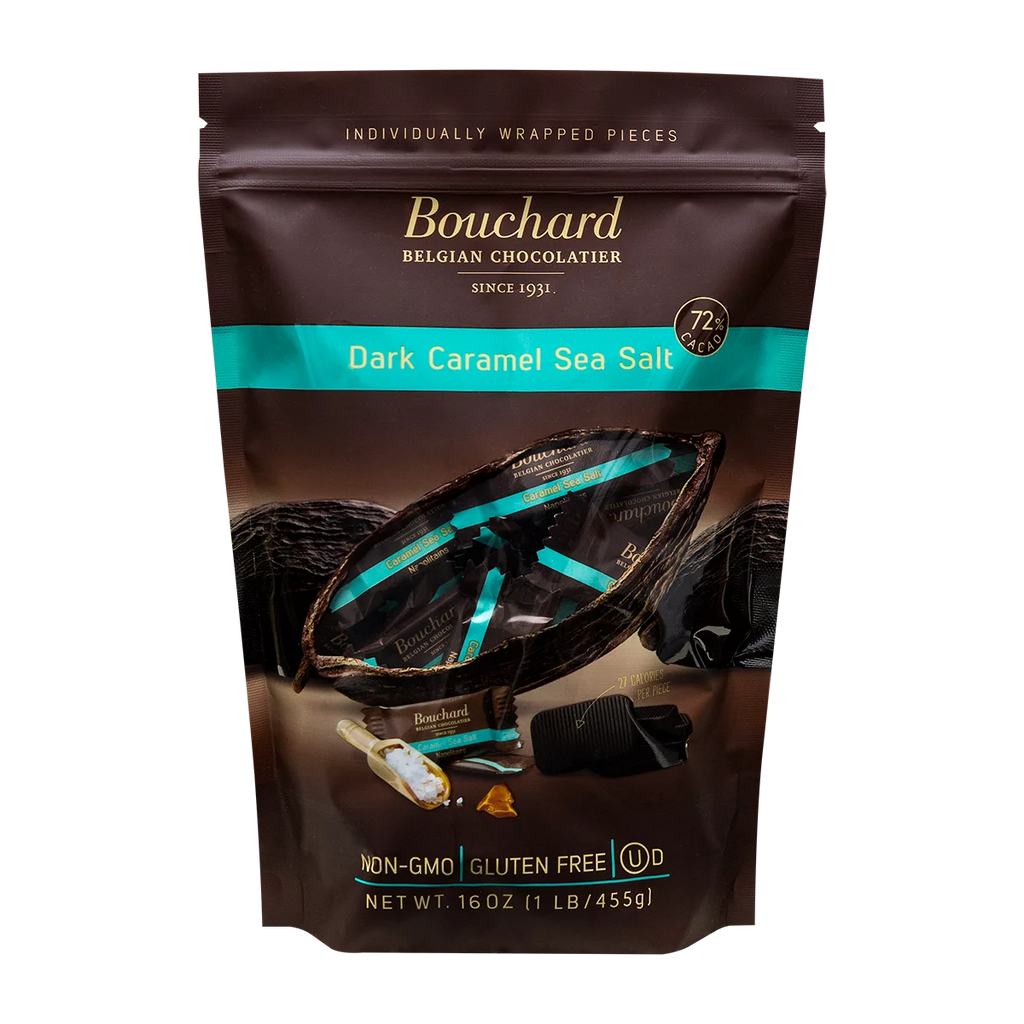 Belgian Dark Chocolate with Caramel & Sea Salt Individually Wrapped Napolitains 16 OZ Bag Q17936