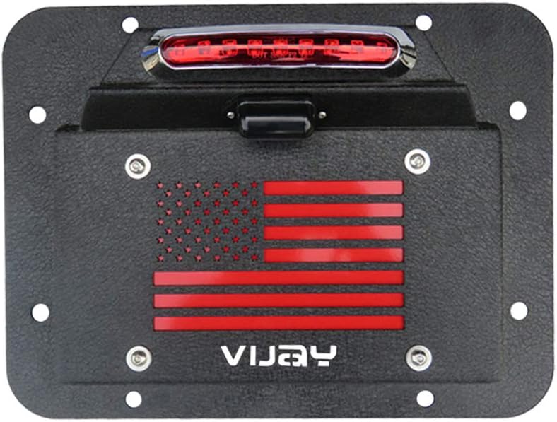 Spare Tire Delete License Plate Relocation Kit with Plate Light & Third Brake Light for Wrangler JK Pack of 2 C241