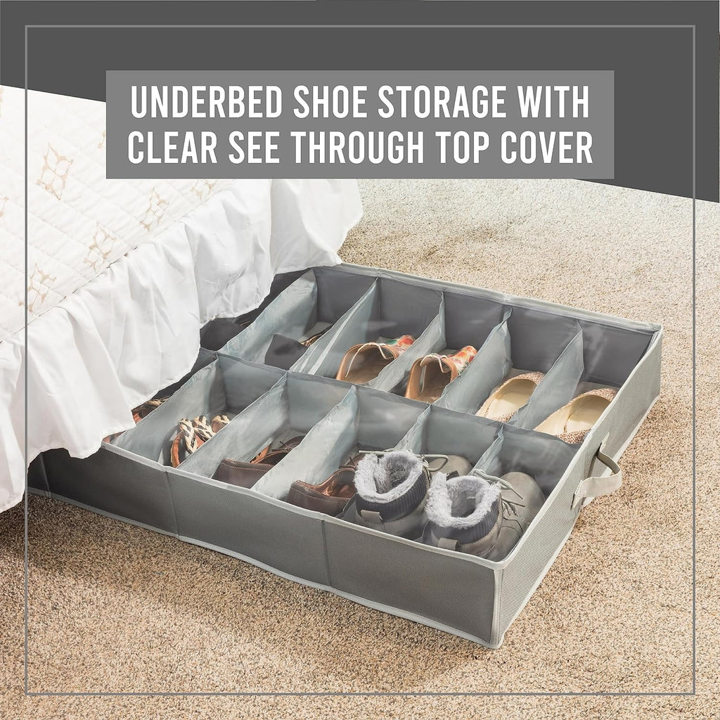 Extra Large Underbed Shoe Storage Organizer, Set of 2 Gray C583