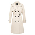 Women's Long Double Breasted Water Resistant Trench Coat with Belt J2915