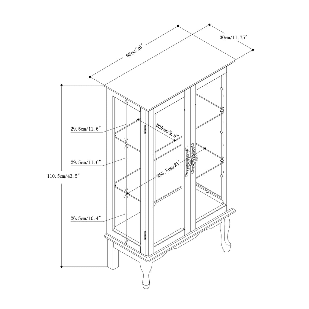 3 Shelf Lighted Curio Cabinet with Adjustable Shelves and Mirrored Back Panel Q81326