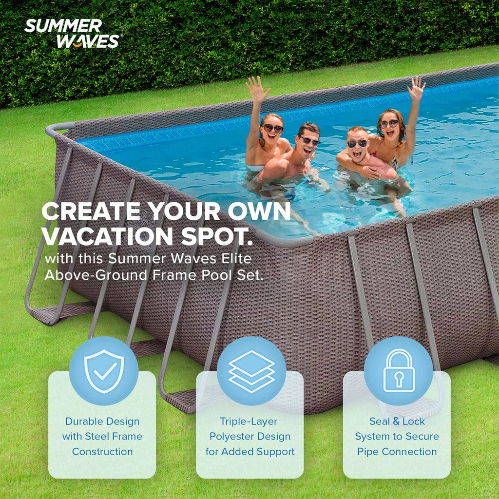 24 x 12 x 4.5' Rectangle Above Ground Frame Swimming Pool Set I294847