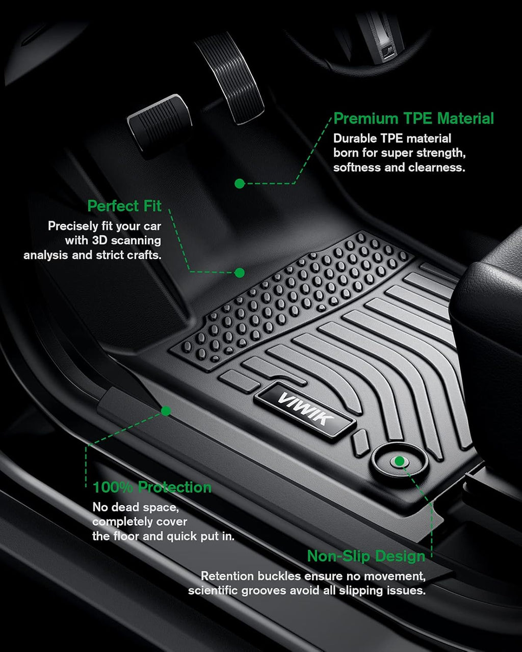 Black Custom Full Set Car Floor Mats W241