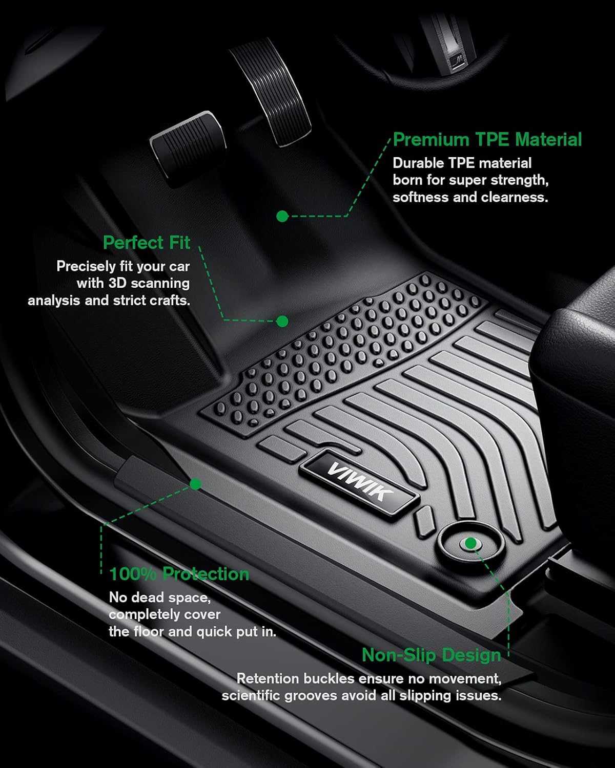 Black Custom Full Set Car Floor Mats W241