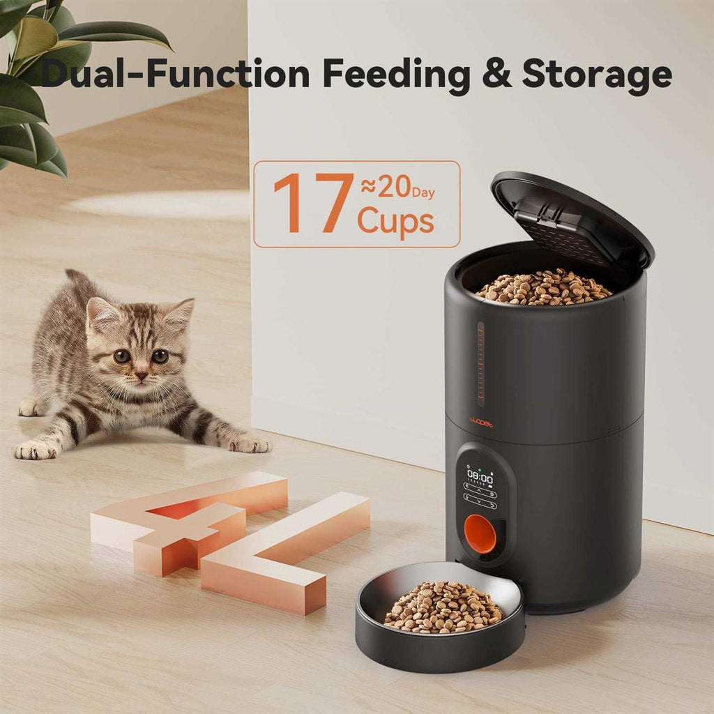Automatic Dog and Cat Food Dispenser with Stainless Steel Bowl L651