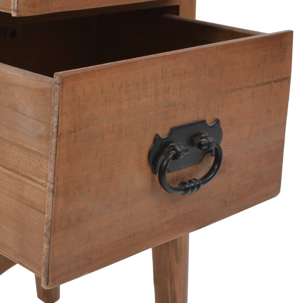 Solid Fir Wood Bedside Cabinet Brown Y442080