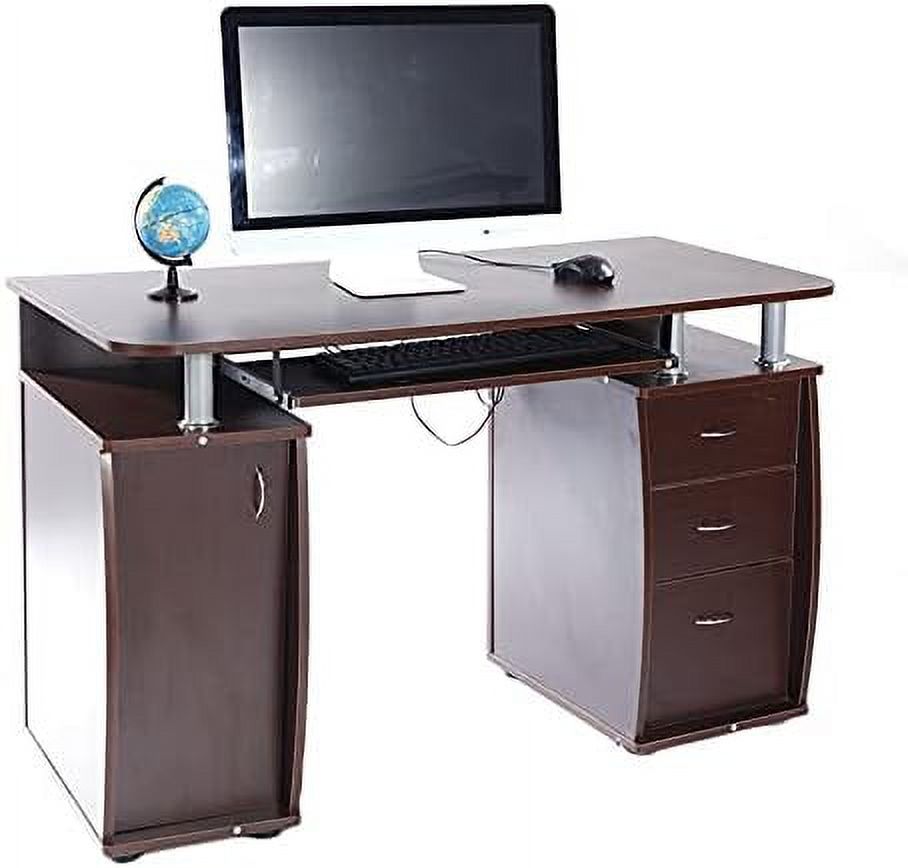 Wood Home Office Computer Desk with Sliding Keyboard Tray, 3 Drawers U8586