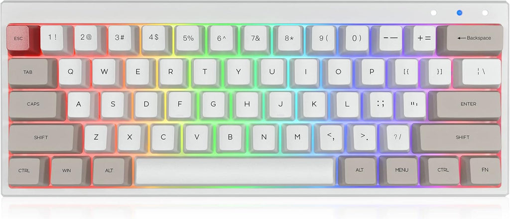 60% Mechanical Gaming Keyboard Hot Swappable RGB Backlit 61 Key Wireless Wired Programmable Black Q67984