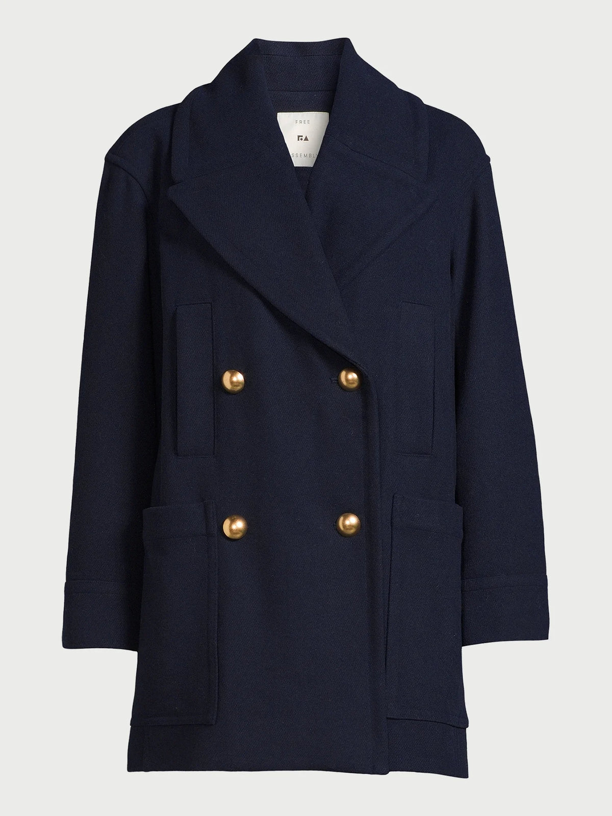 Wool-Blend Peacoat with Patch Pockets N2161