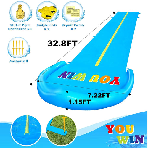 16FT Double Outdoor Water Slide with 2 Surfboards I6206