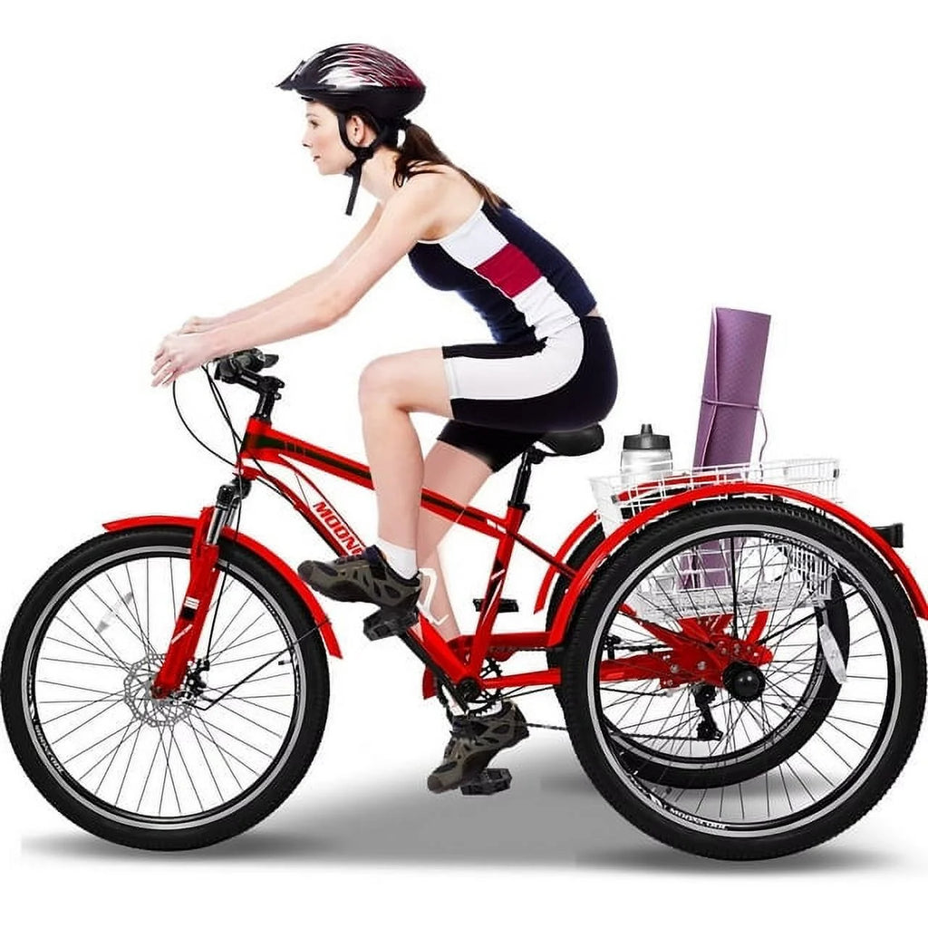 24/26/27.5 Inch 7 Speed Adult Mountain Tricycle with Large Basket X219