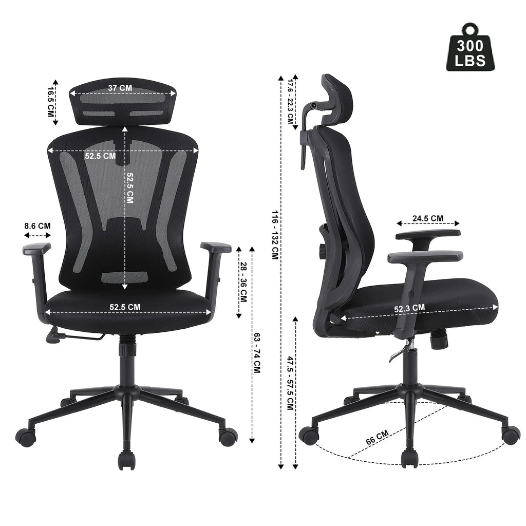 Black Mesh Ergonomic High Back Office Chair with Lumbar Support J7342