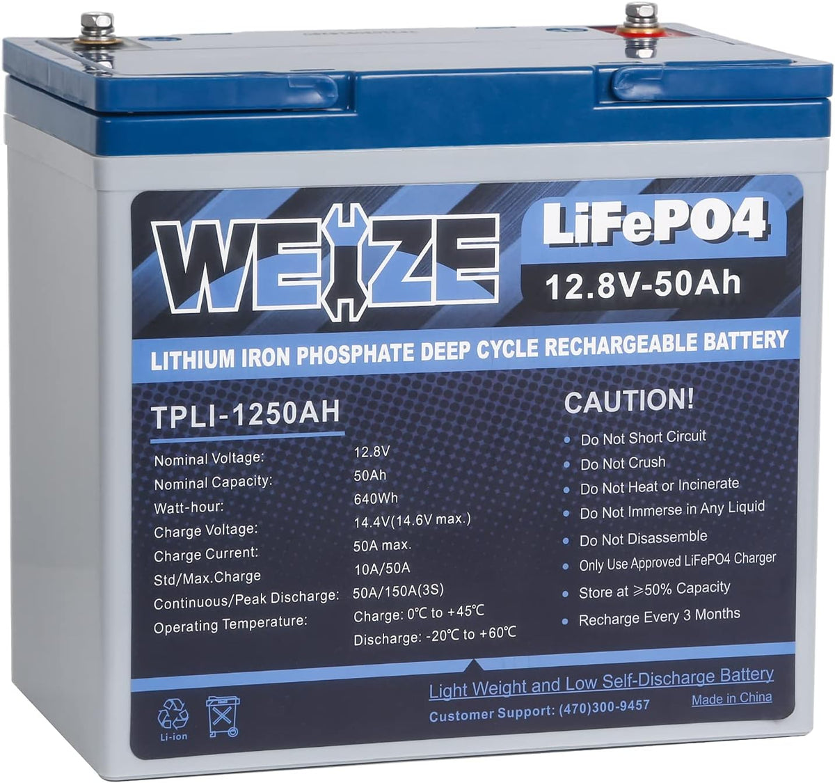 12V 50Ah LiFePO4 Lithium Battery with Smart BMS K305