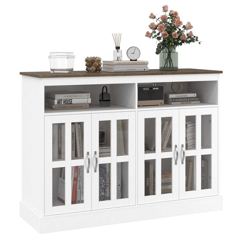 White Sideboard with Glass Doors O7433