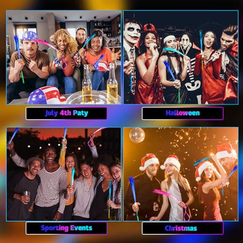 10 Pieces Fiber Optic Wand Light up Glow Stick LED Colorful Flashing Wands I611