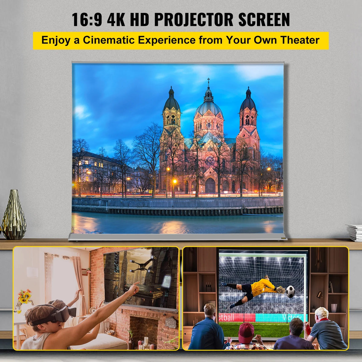 120" 16:9 Manual Pull Up Projector Screen D6066