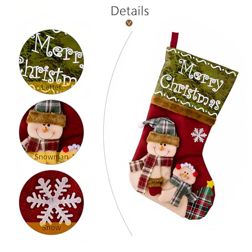 3 Pack Christmas Stockings with Santa Snowman Reindeer Design G78422