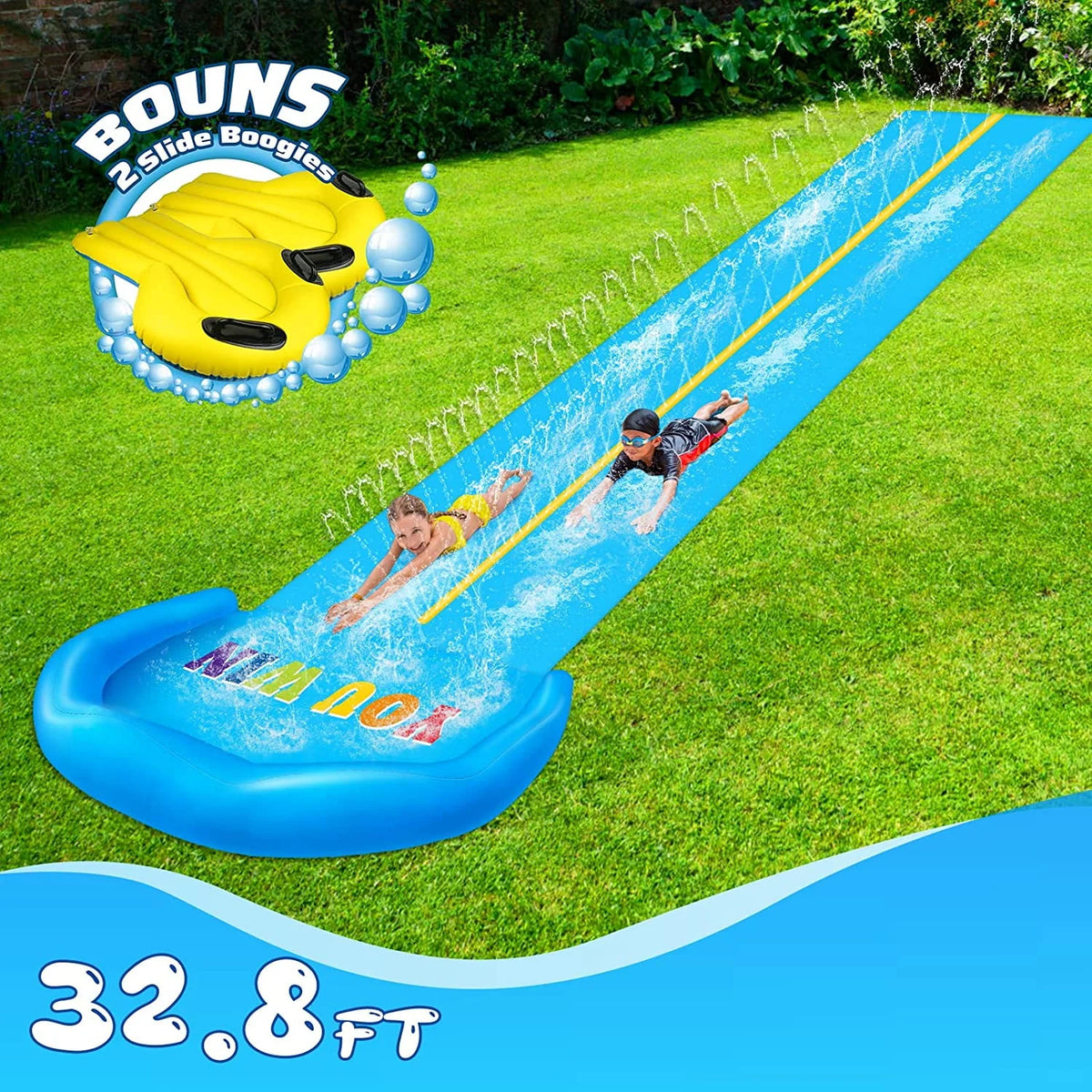 16FT Double Outdoor Water Slide with 2 Surfboards I6206