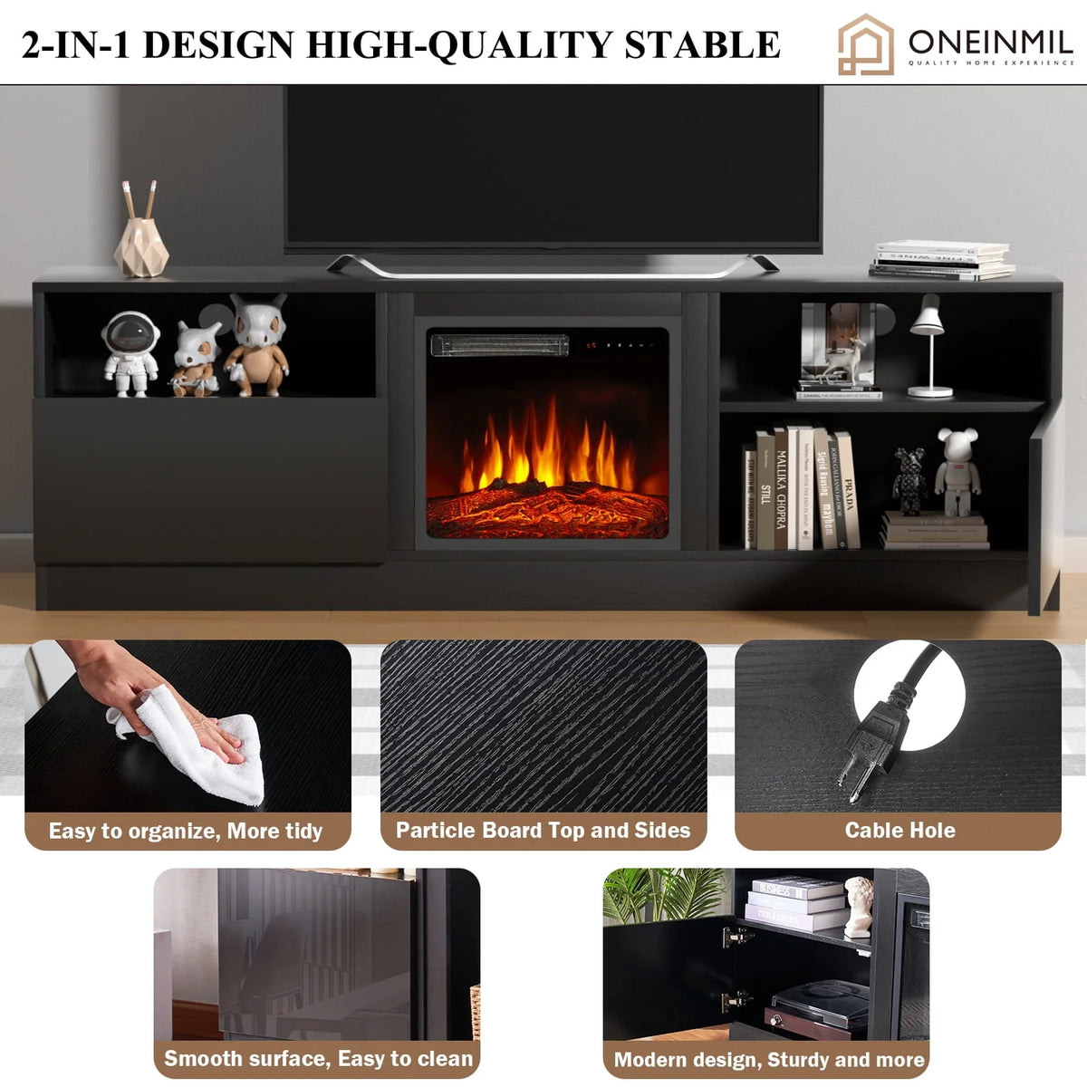 65 Fireplace TV Stand with Electric Fireplace Y687