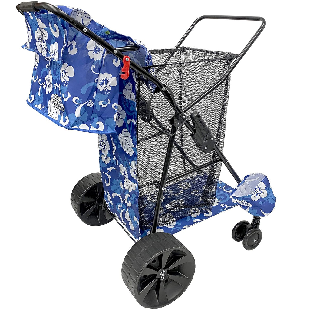 Heavy Duty Folding Beach Cart with Sand Wheels and Storage Pouch Z3088