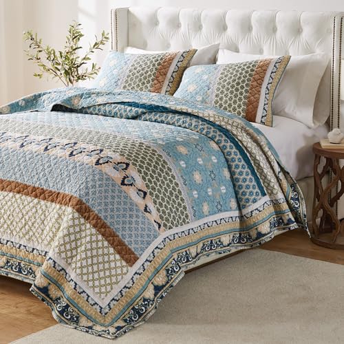 3-Piece Full/Queen Blue Quilted Bedding Set M235086