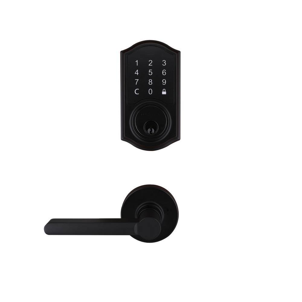 Matte Black Single Cylinder Deadbolt with Lever Combo Pack N5483