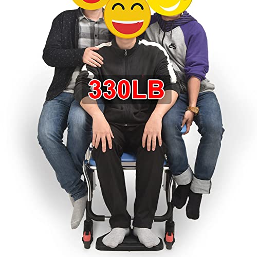 Blue 3 in 1 Folding Shower Wheelchair Bedside Commode with Pail T693