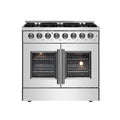 36 Gas Burner Electric Oven Range with French Door in Stainless Steel Q185585