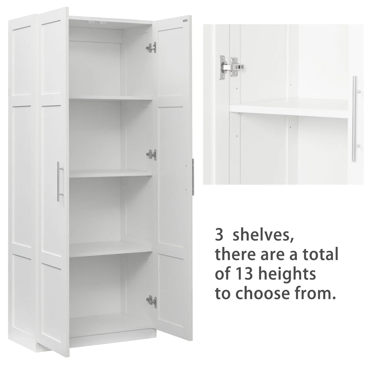 White 31 inches Wood Storage Cabinet with Doors P248
