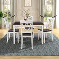 5 Piece Solid Wood Acacia Dining Set White V2726
