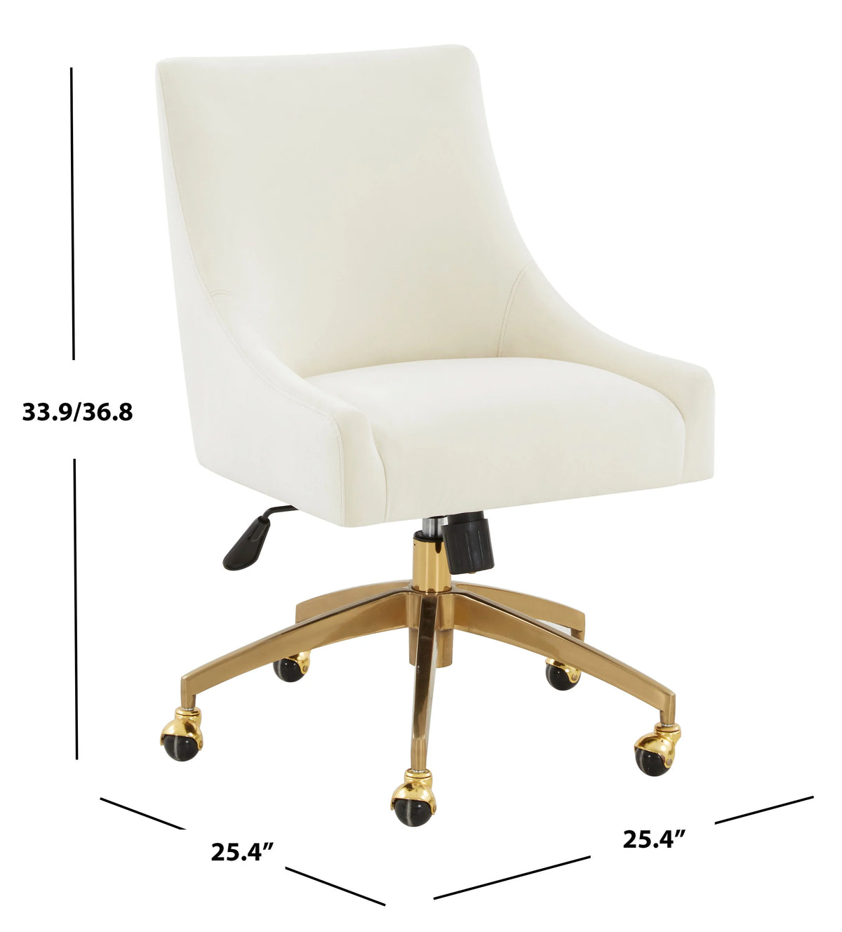 Cream Gold Velvet Adjustable Swivel Desk Chair F7735