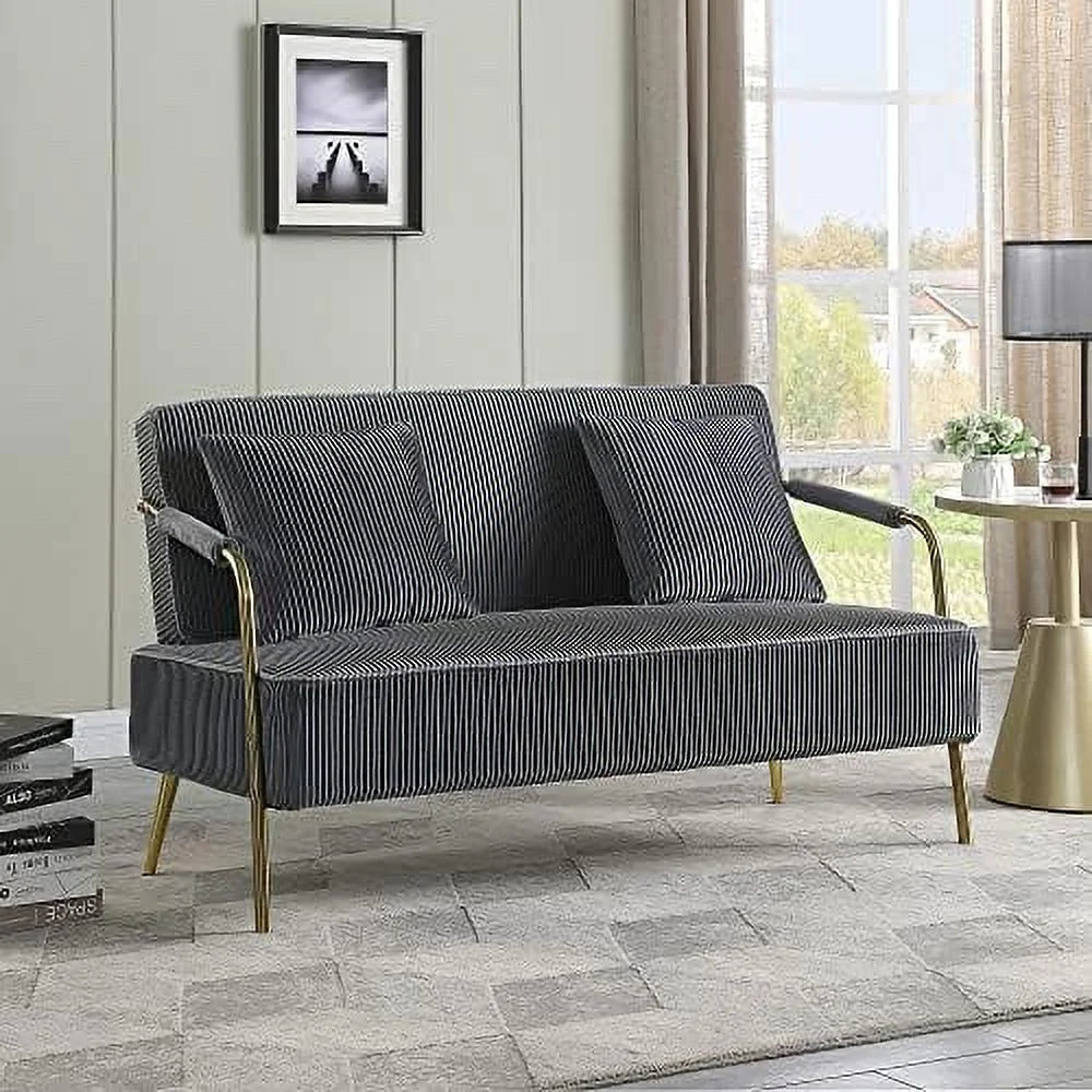 55" Velvet Loveseat Sofa with 2 Throw Pillows N65392