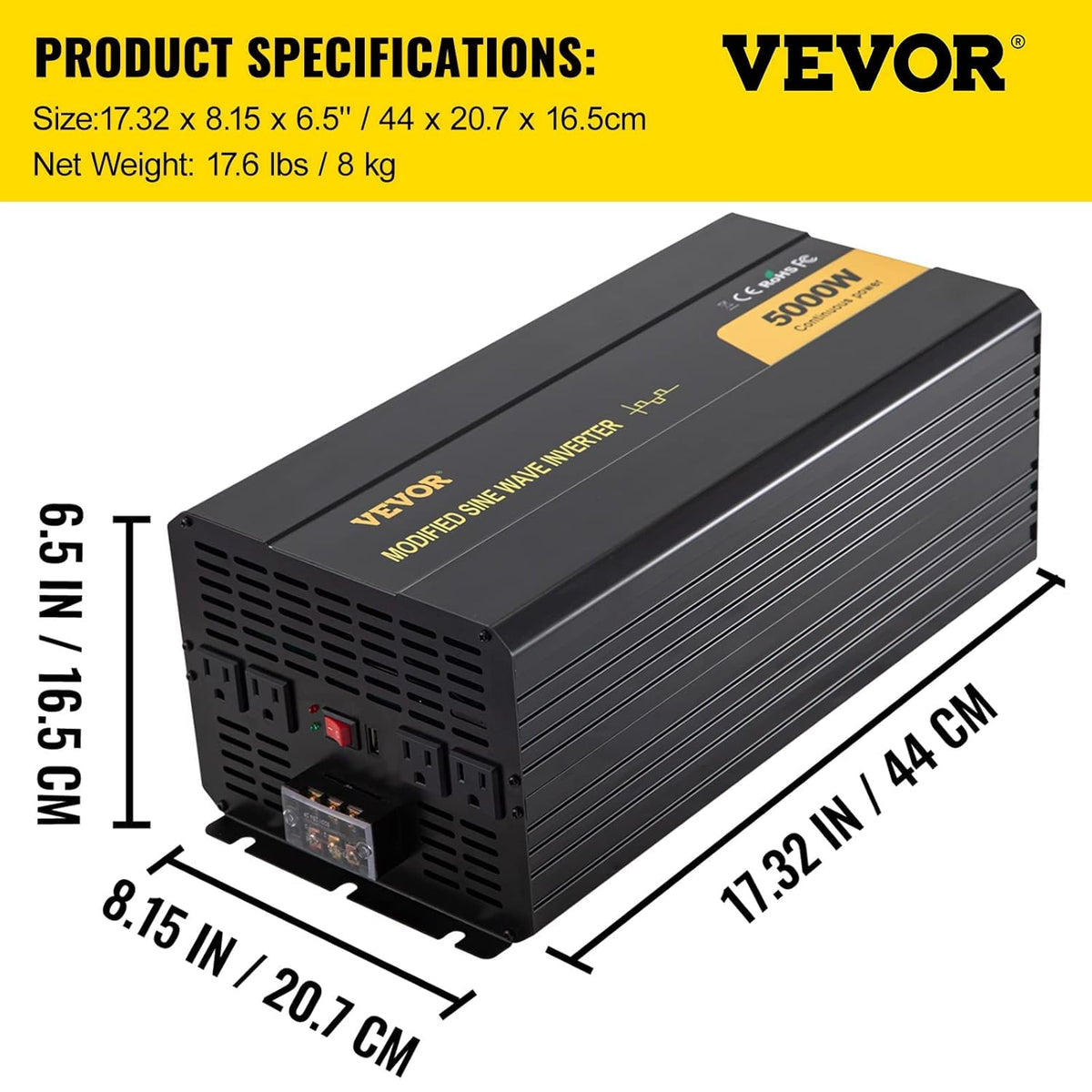 5000W Modified Sine Wave Power Inverter with LCD Remote Controller L190550