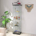 Glass Cabinet 4 Shelves with Door Floor Standing Curio Bookshelf J61061