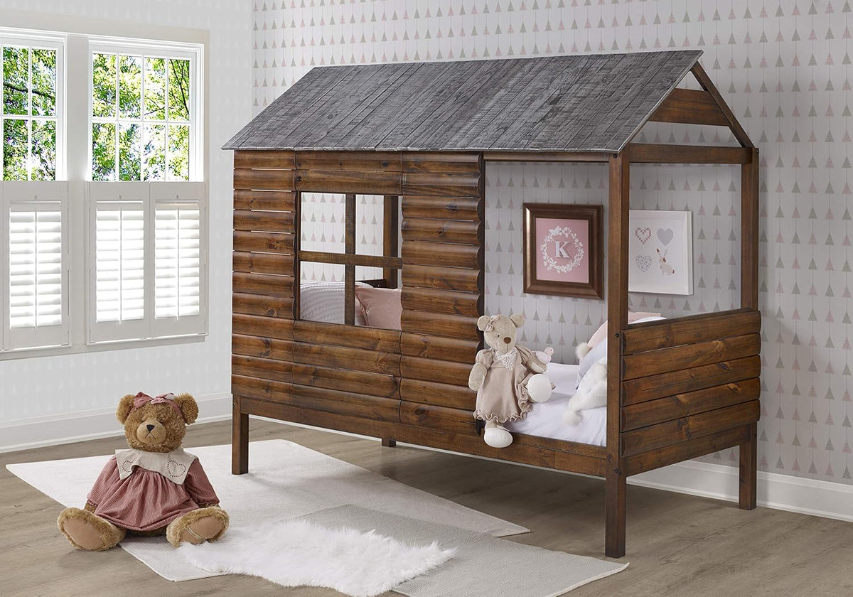 Rustic Walnut Twin Log Cabin Loft L432938