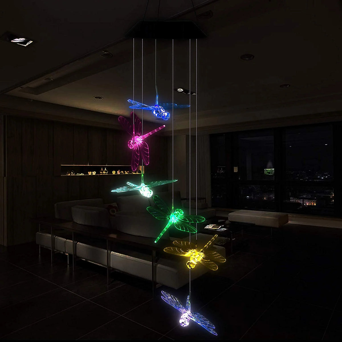 Color Changing Dragonfly Wind Chime Spiral Spinner Wind Mobile C722364