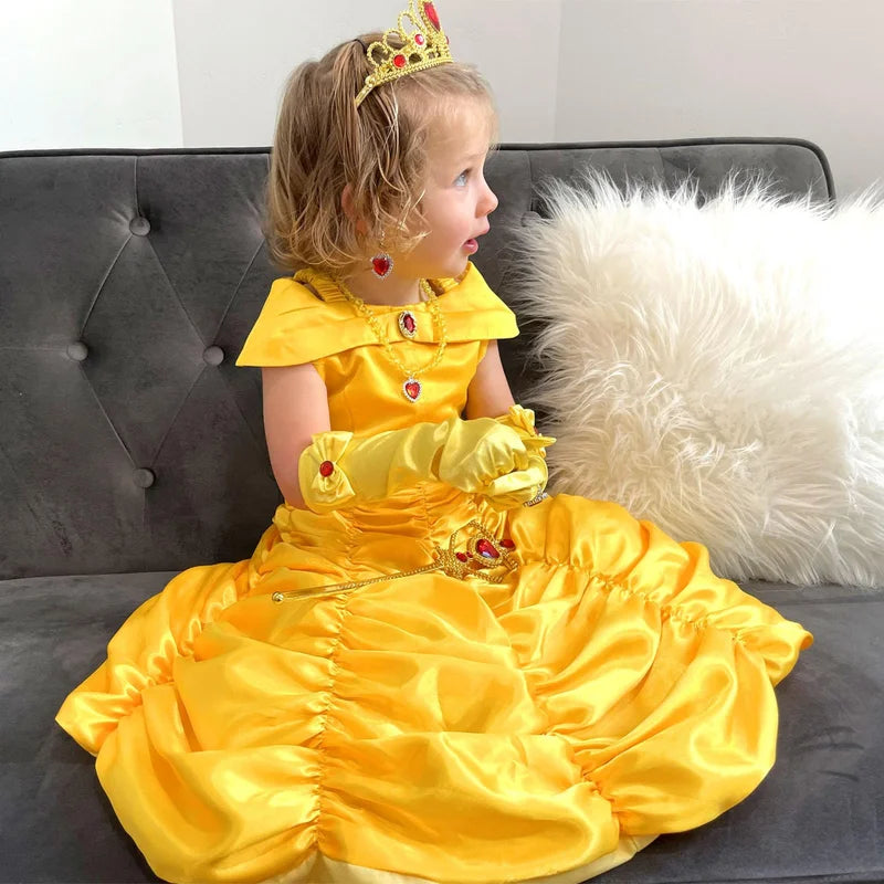 Princess Costume for Girls off Shoulder Dress with Accessories Yellow 2-3 Years S16264