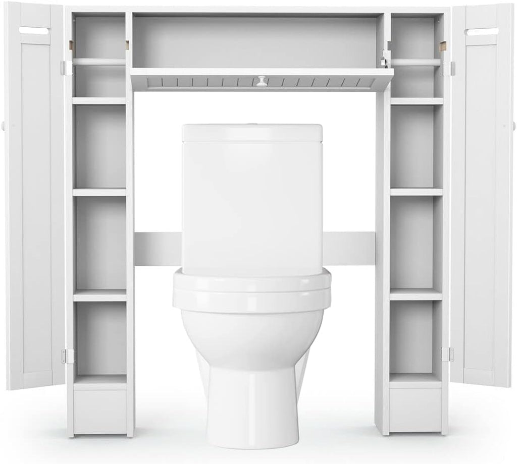 White Freestanding Over The Toilet Cabinet with 2 Side Doors K61105