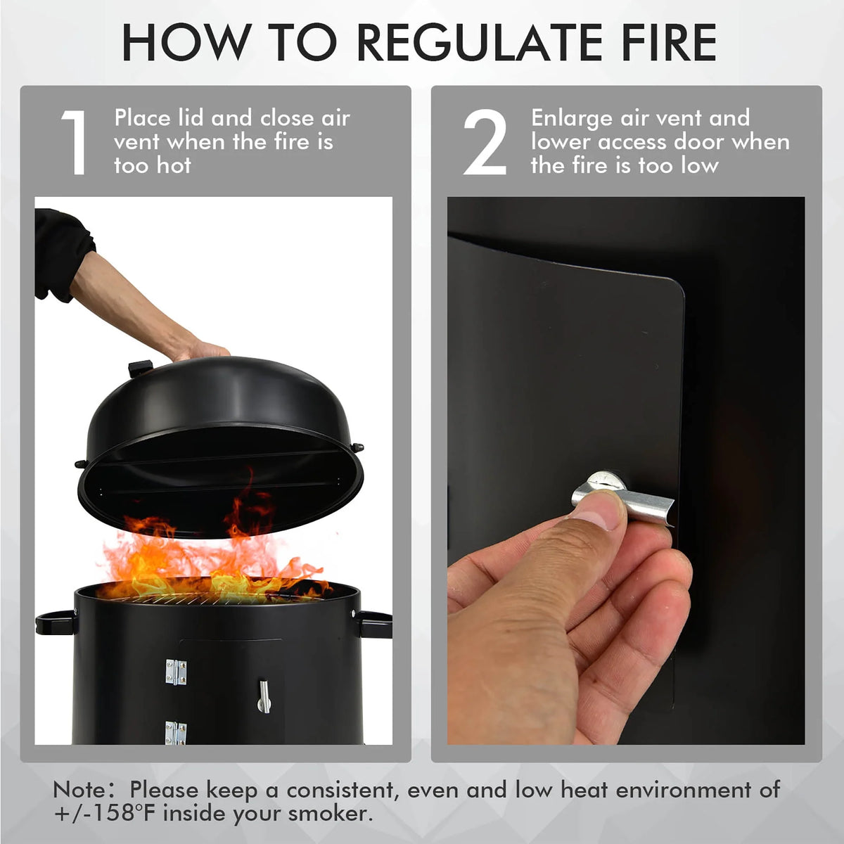3-in-1 Vertical Charcoal Smoker Grill with 2 Layer J740